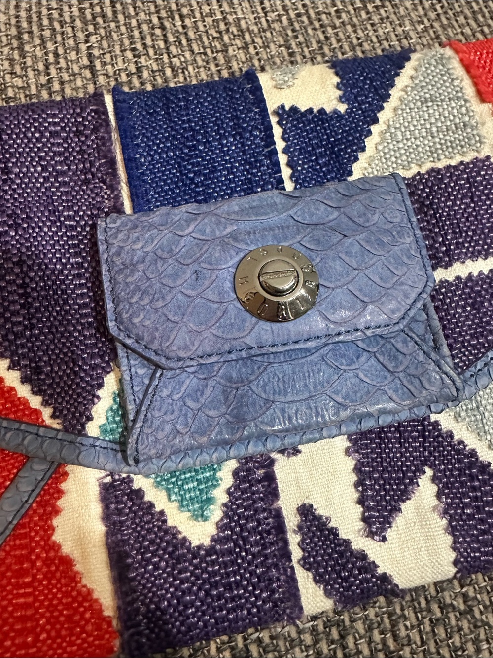 Rare Henri Bendel Woven Geometric Navy Clutch Bag Vintage - Picture 11 of 12